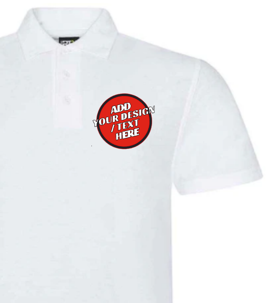 #01 Design Your Own White Polo Front / Front & Back