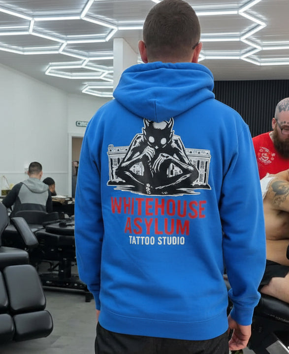 Official Whitehouse Asylum Tattoos Merchandise Hoodie Blue