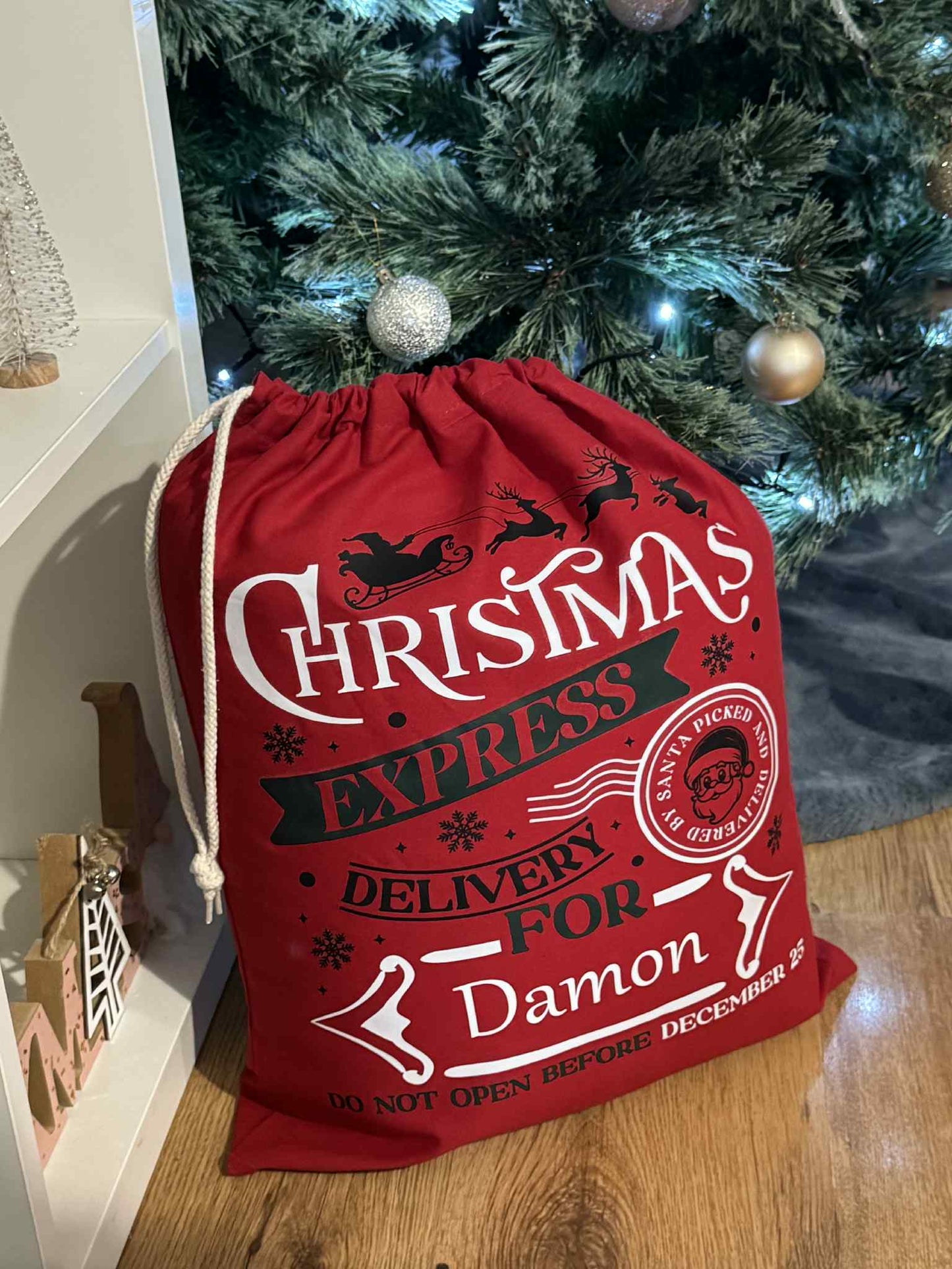 🎅Personalised Large Christmas Express Delivery Bag Sack 38x49cm