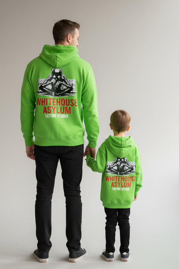 Official Whitehouse Asylum Tattoos Merchandise Hoodie Lime Green
