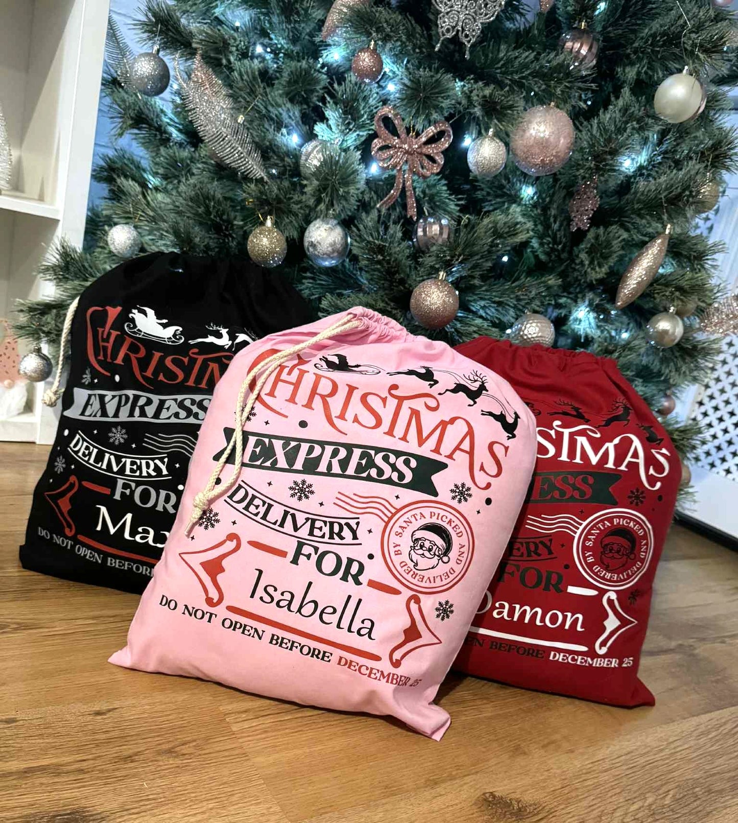 🎅Personalised Large Christmas Express Delivery Bag Sack 38x49cm