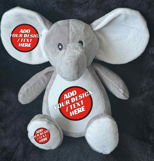 Personalised Soft Toy Plush Mumbles Print Me Teddy Bear, Printed Design Your Own 🖼️ Elephant