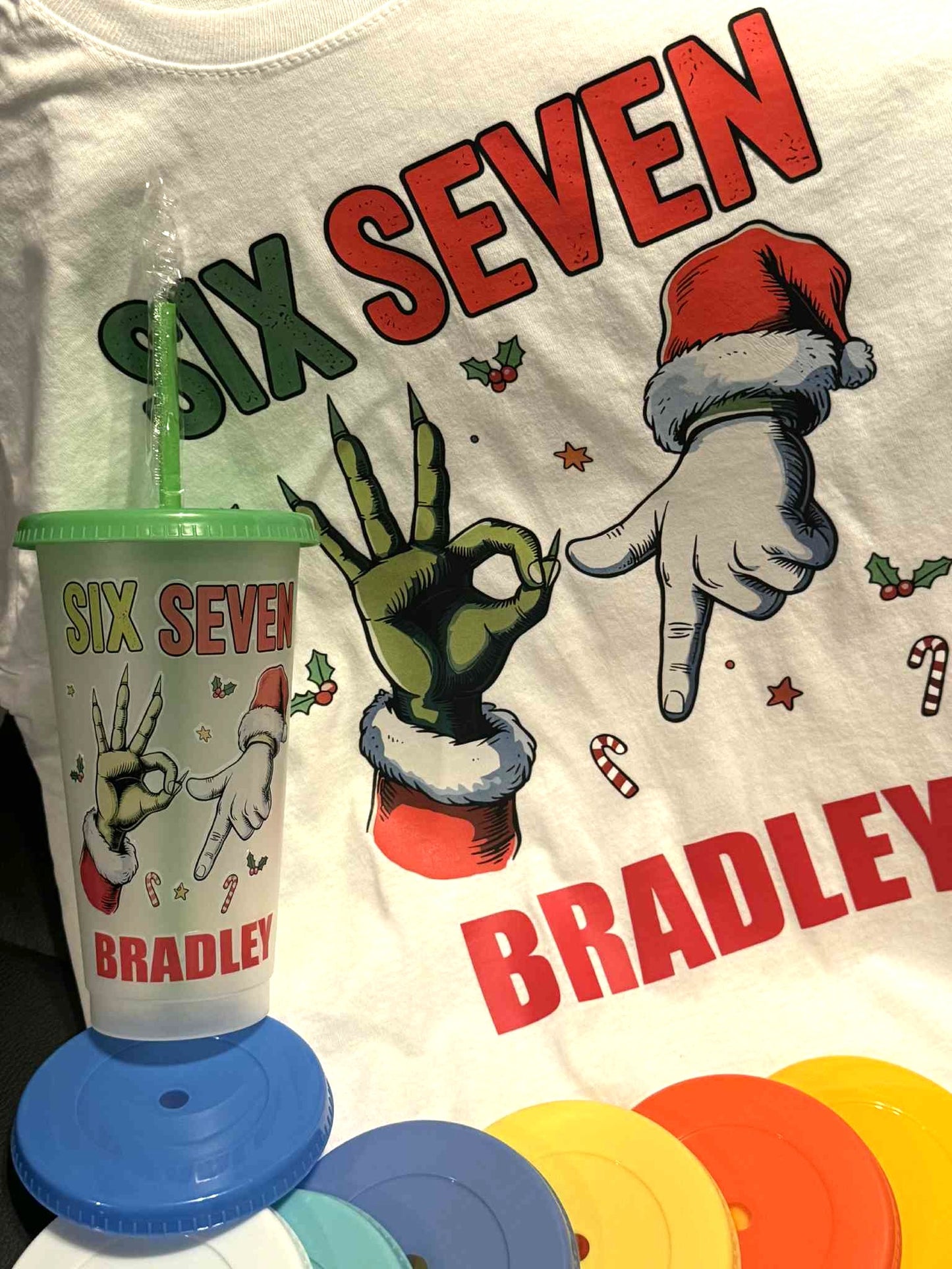 🎅Christmas Personalised Kids/Adult Family T-Shirts 🎄SIX SEVEN Santa & Grinch 67 ⭐Offer!