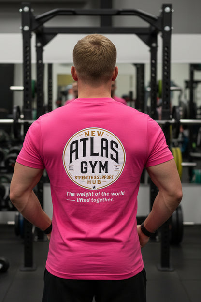 🏋️‍♂️ **New Atlas Gym** 🏋️‍♂️Official Merchandise Cool Gym Breathable T-Shirt ( Pink )