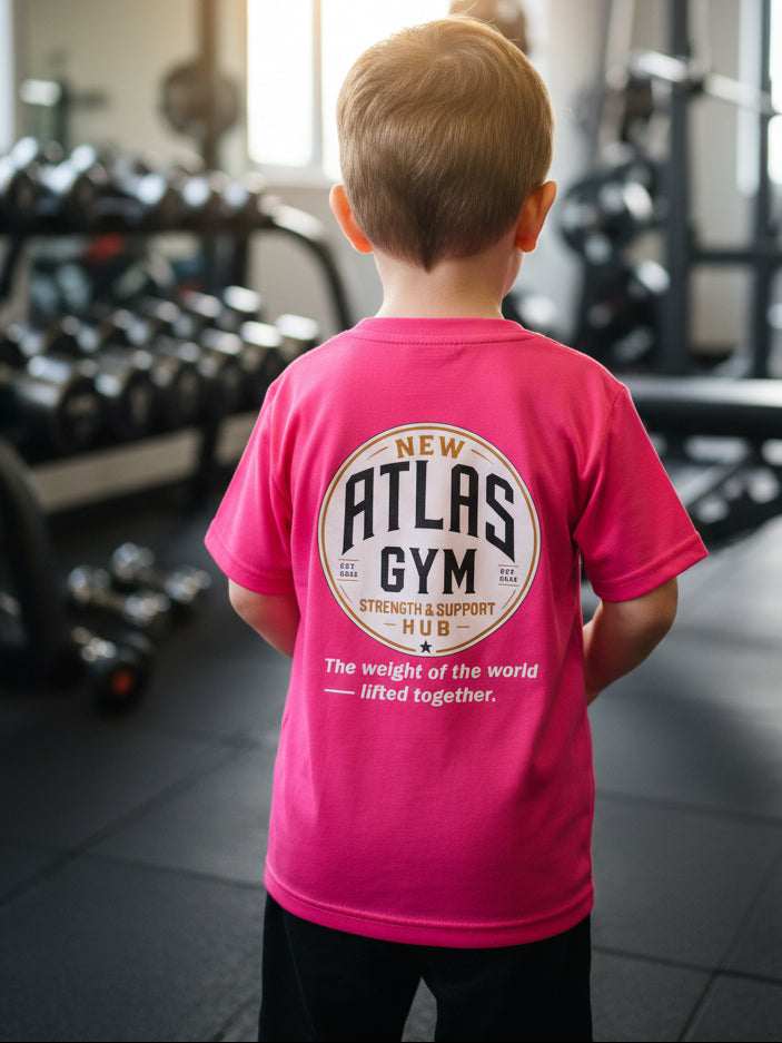 🏋️‍♂️ **New Atlas Gym** 🏋️‍♂️Official Merchandise Heavy Cotton T-Shirt ( Pink )