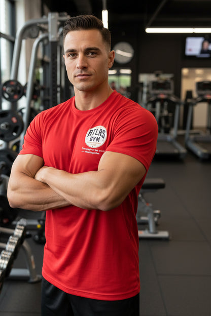 🏋️‍♂️ **New Atlas Gym** 🏋️‍♂️Official Merchandise Cool Gym Breathable T-Shirt ( Red )