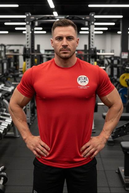 🏋️‍♂️ **New Atlas Gym** 🏋️‍♂️Official Merchandise Heavy Cotton T-Shirt ( Red )