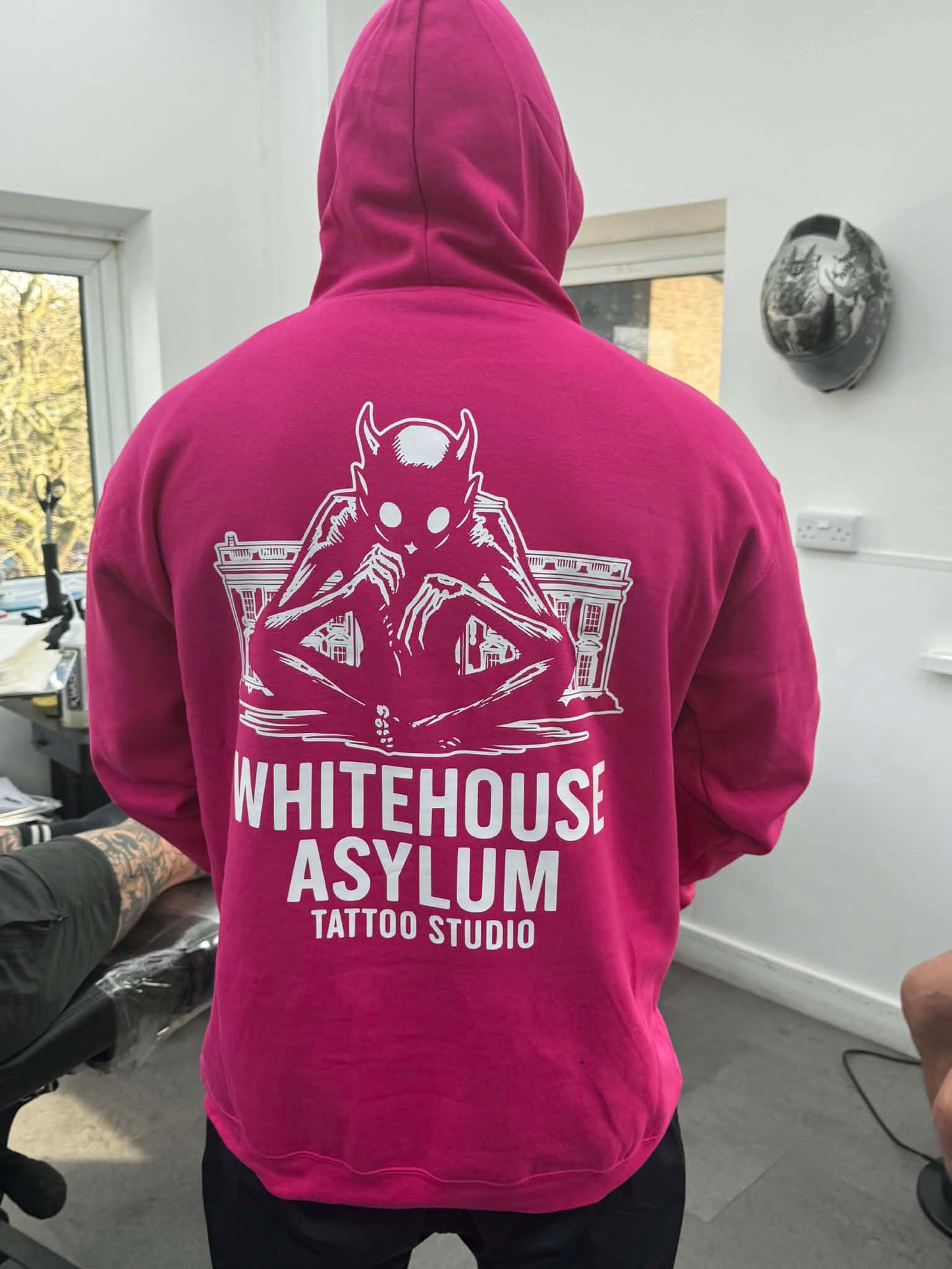 Official Whitehouse Asylum Tattoos Merchandise Hoodie Pink