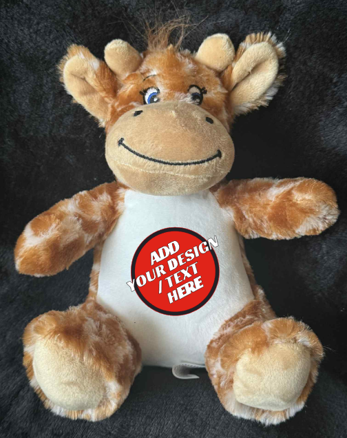 Personalised Soft Toy Plush Mumbles Print Me Teddy Bear, Printed Design Your Own 🖼️ Giraffe