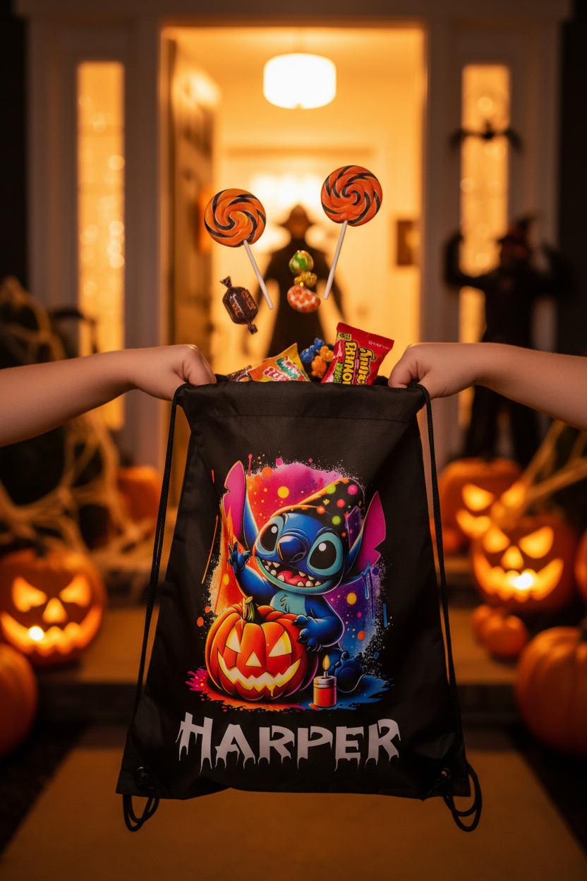 Halloween Drawstring Bag Trick Or Treat ( Characters 2 )