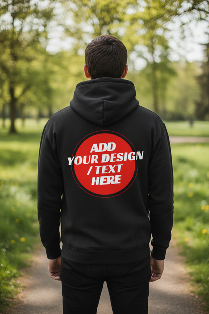 🫟 Design Your Own Black Hoodie Front / Front & Back Print 300 GSM