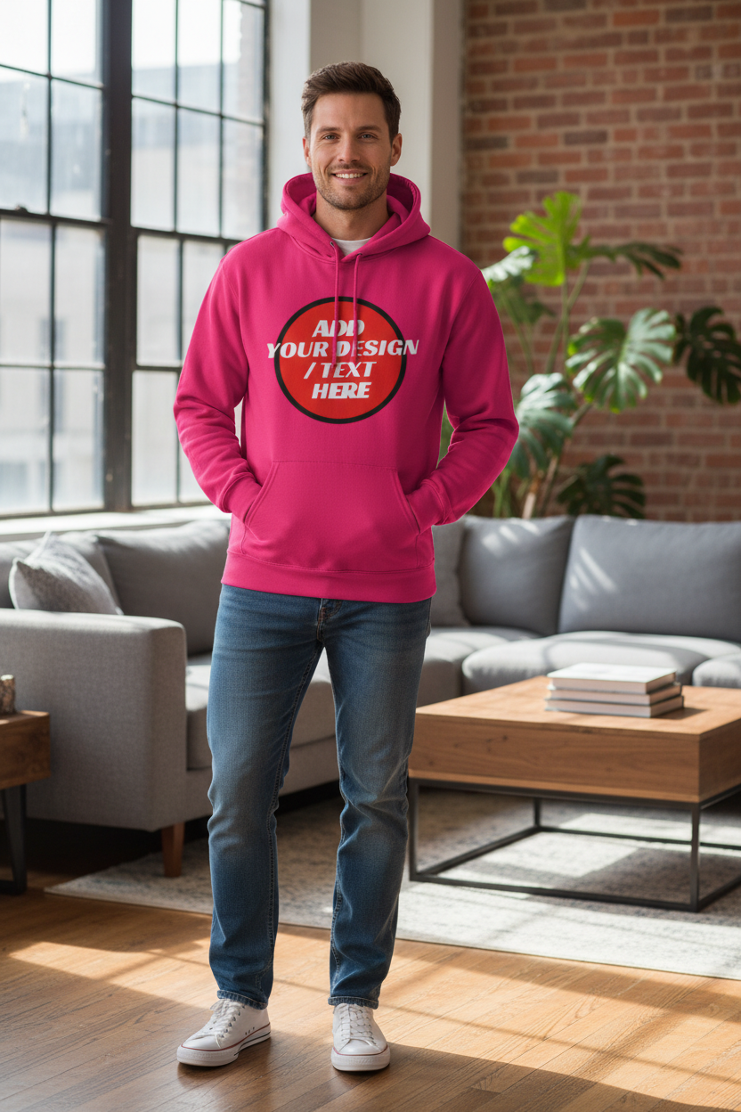 🫟 Design Your Own Pink Hoodie Front / Front & Back Print 300 GSM