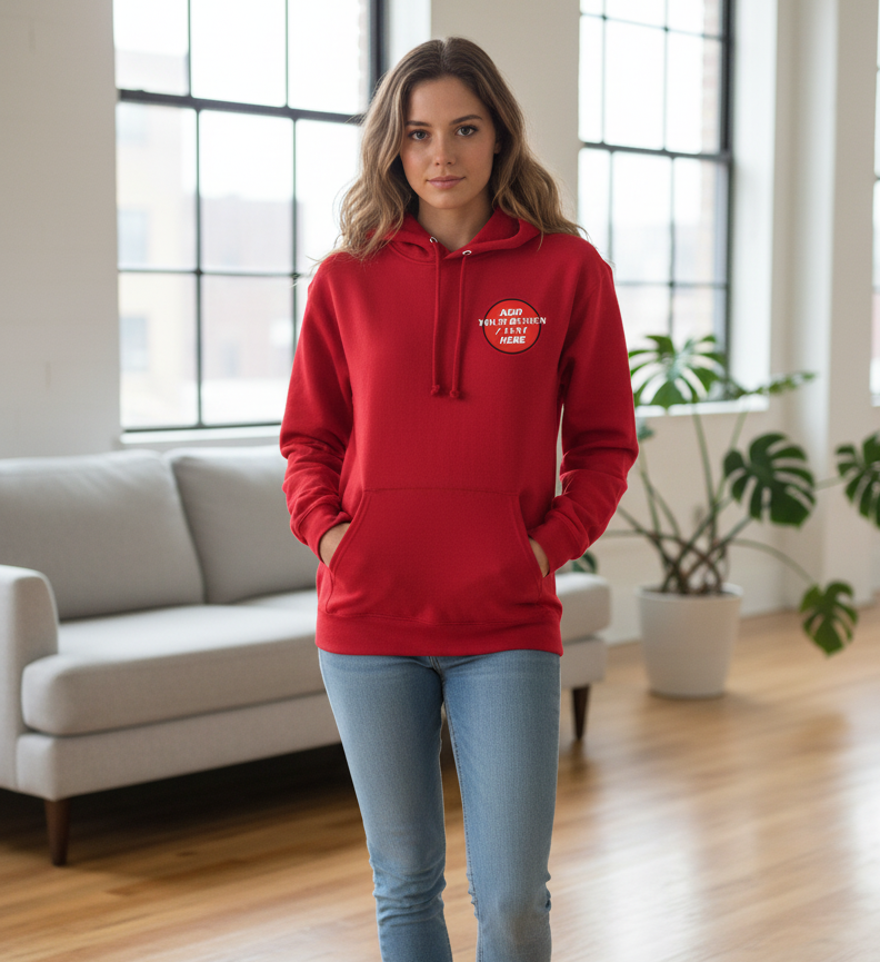 🫟 Design Your Own Red Hoodie Front / Front & Back Print 300 GSM