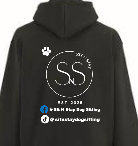 Business Sit N Stay Dog Sitting Black Hoodie