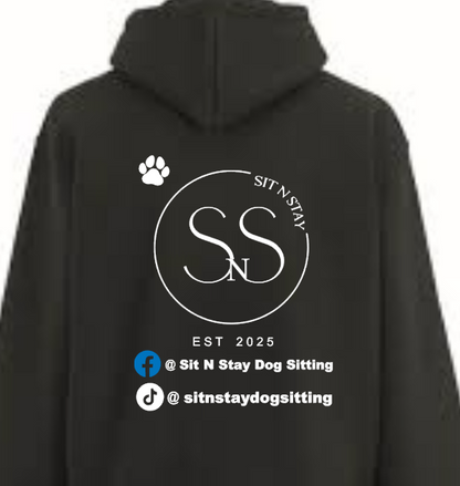 Business Sit N Stay Dog Sitting Black Hoodie