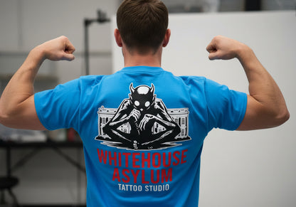 Official Whitehouse Asylum Tattoos Merchandise T-Shirt Summer Edition ( Blue )