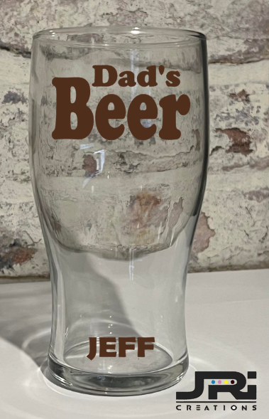 Vinyl Pint Glass Grandad's Beer / With Name At The Bottom