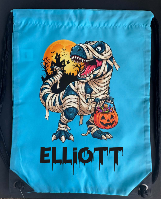 Halloween Drawstring Bag ( Mummy Dinosaur )