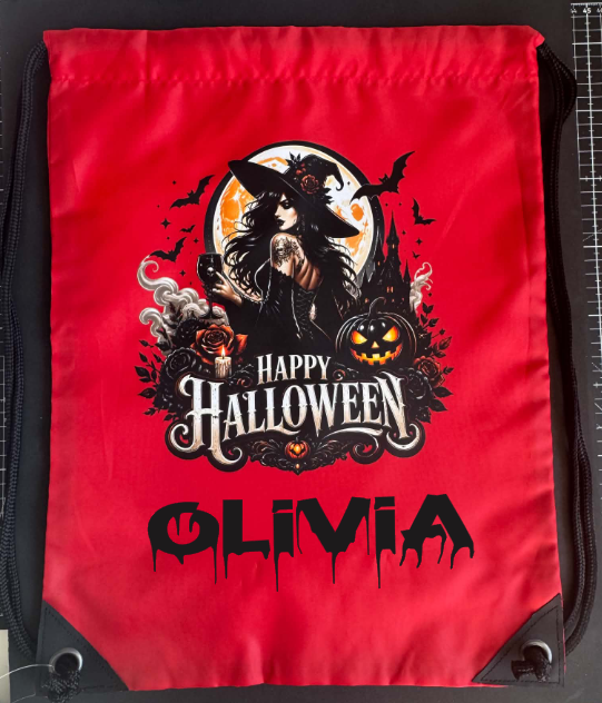 Halloween Drawstring Bag ( Black Witch )
