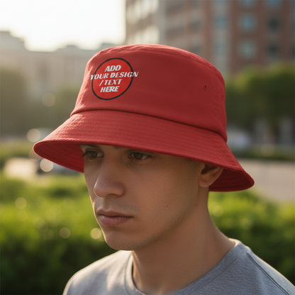 🫟 Design Your Own Red Reversible 🔀 Bucket Hat Front & Inside