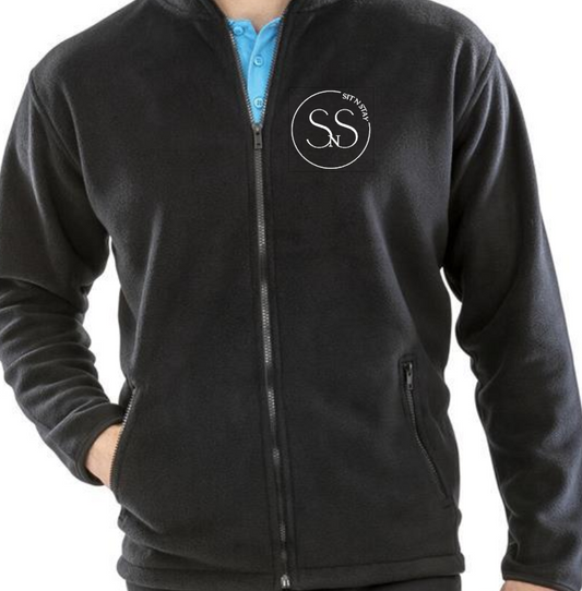 Business Sit N Stay Dog Sitting Black Full Zip Fleece