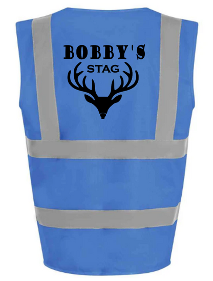 Hi-Viz Vest Waistcoat Stag Party Front & Back Print