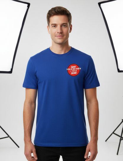🫟 Design Your Own Royal Blue T-Shirt Front / Front & Back Print 195 GSM Cotton