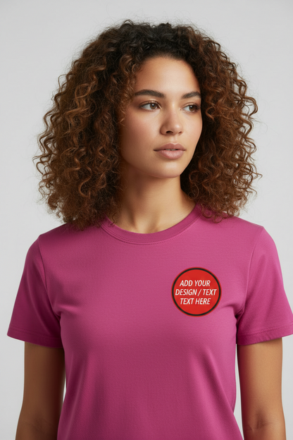 🫟 Design Your Own Pink T-Shirt Front / Front & Back Print 195 GSM Cotton