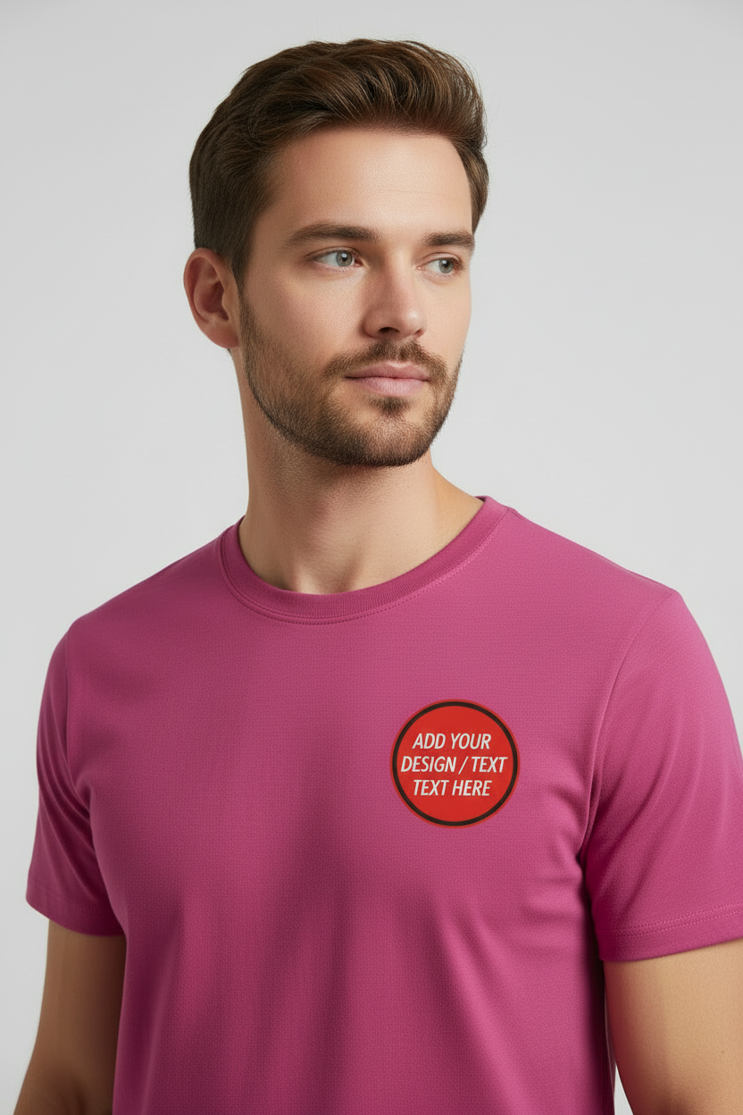 🫟 Design Your Own Pink T-Shirt Front / Front & Back Print 195 GSM Cotton