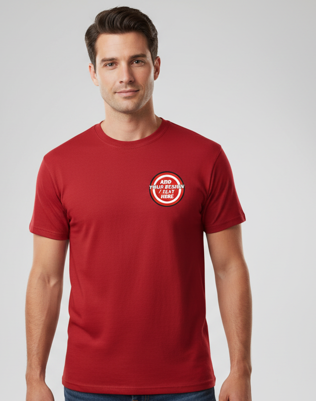 🫟 Design Your Own Red T-Shirt Front / Front & Back Print 195 GSM Cotton