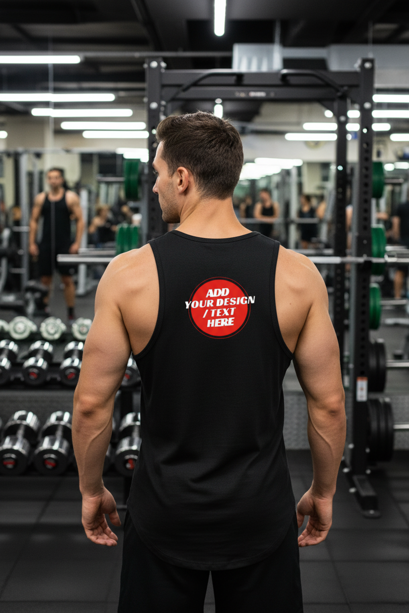 🫟 Design Your Own Black Sport's Cool Vest Front / Front & Back Print 140 GSM
