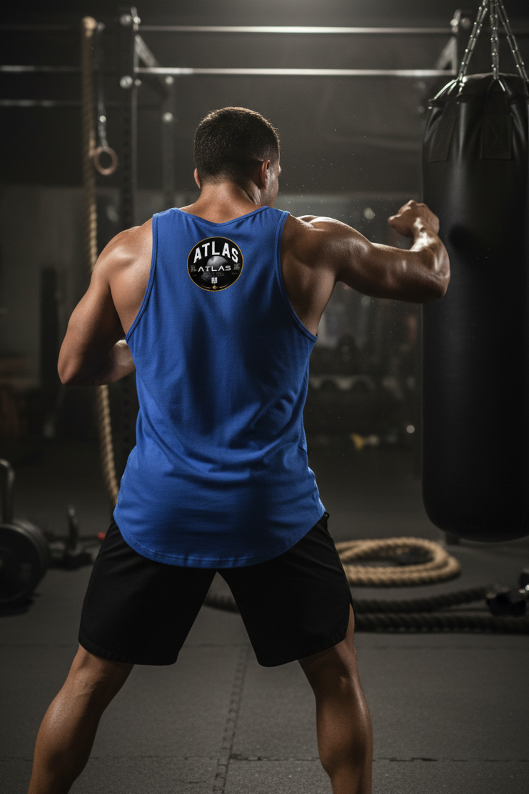 🥊 **Atlas Boxing ** 🥊Official Merchandise Cool Gym Tank Top Breathable Vest ( Royal Blue )