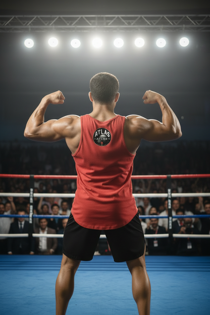 🥊 **Atlas Boxing ** 🥊Official Merchandise Cool Gym Tank Top Breathable Vest ( Red )