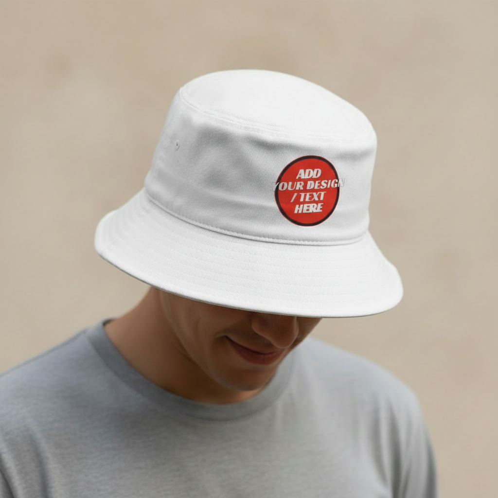 🫟 Design Your Own White Reversible 🔀 Bucket Hat Front & Inside